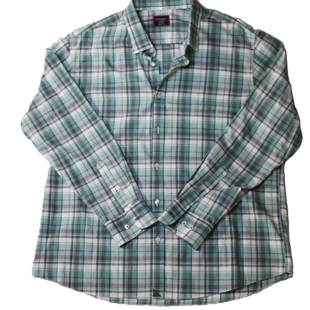 UNTUCKit Shirt Mens 2XL Green Plaid Button Up Long Sleeve Wrinkle Resistant
